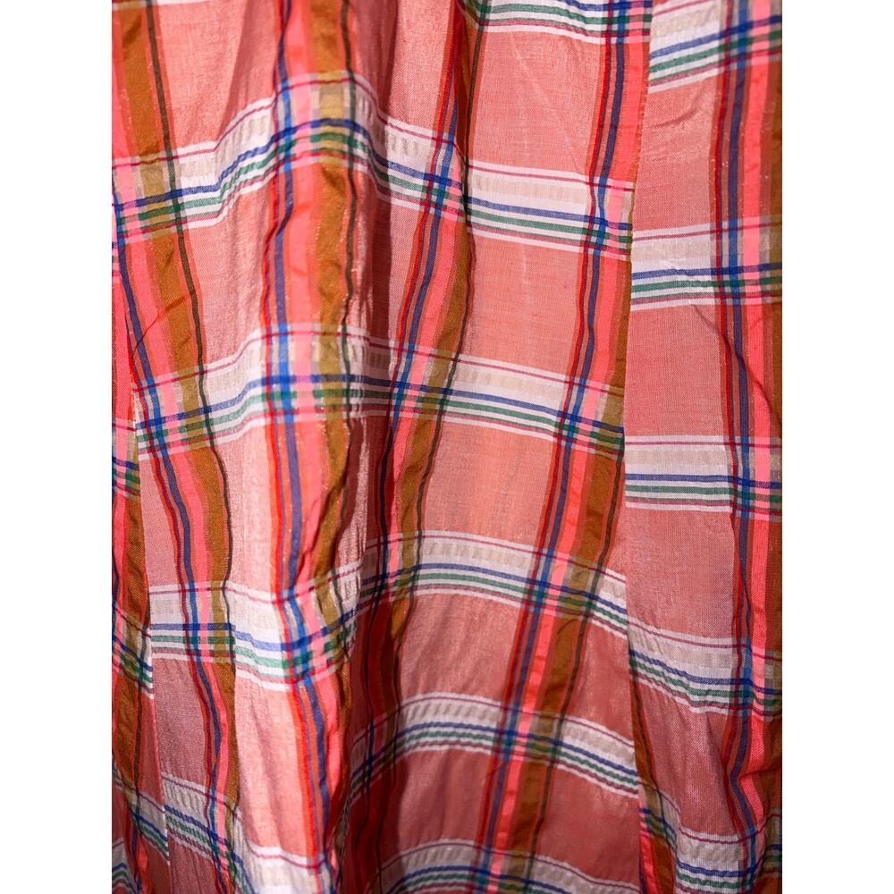 Corey Lynn Calter Cordelia Midi Dress Medium Plaid Seersucker Cotton Blend NWT - Picture 4 of 7